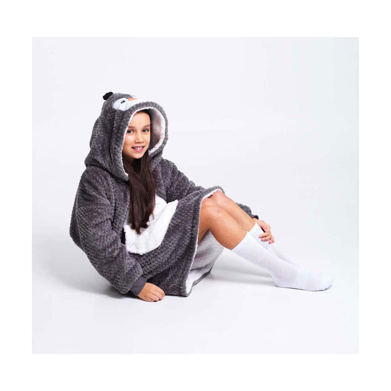 Noxxiez peluche con cappuccio maglione medio pinguino, fino a 160 cm
