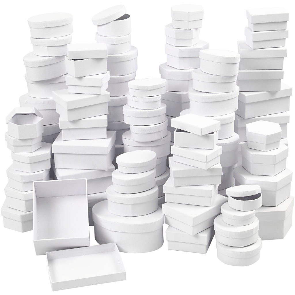 Cajas de empresa Creativ, d 5,5-16 cm, contenido puede variar, blanco, 168 div 1 caja