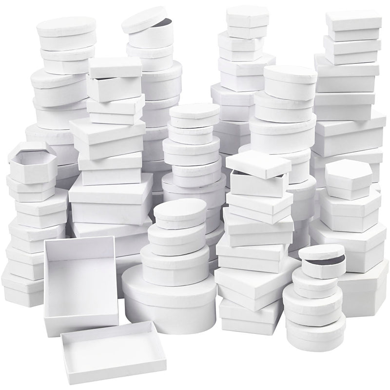 Cajas de empresa Creativ, d 5,5-16 cm, contenido puede variar, blanco, 168 div 1 caja