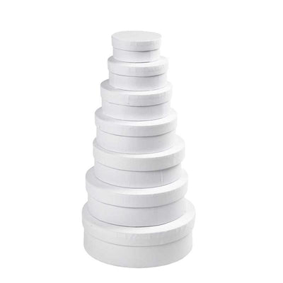 Creativ company cajas redondas, h: 4+4,5+5+5,5+6+6,5+7 cm, d 8,5+10,5+12,5+14,5+16,5+18,5+21,5 cm, blanco, 7 piezas 1 juego