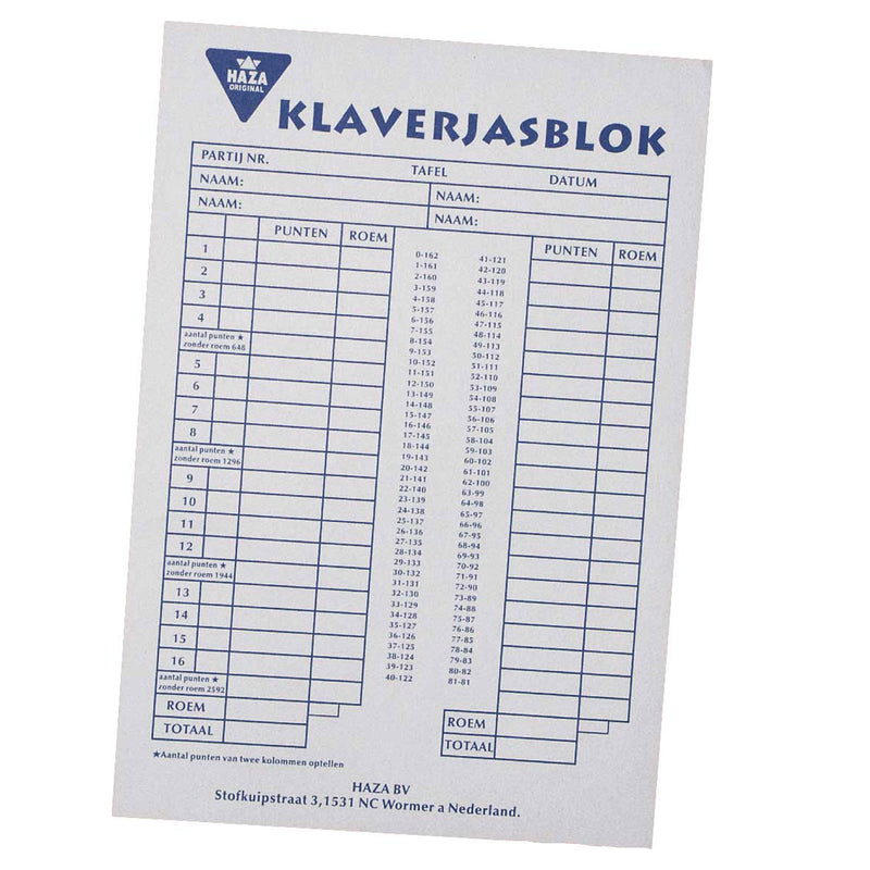Haza klaverjasblok, 50 vellen