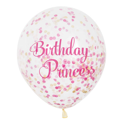 Haza Witbaard Confetti Ballonnen Prinses, 6st.