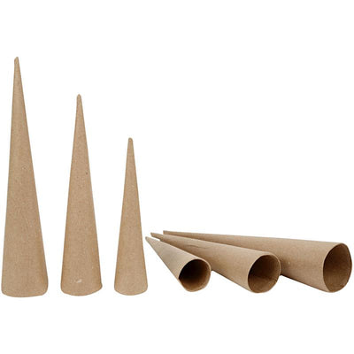 Creativ company coni alti, h: 20-25-30 cm, d 4-5-6 cm, 3 pezzi 1 scatola