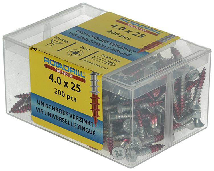 Rotadrill 1039972 - vite universale vkpzd vz 4.0x25mm (200) | 4 pezzi