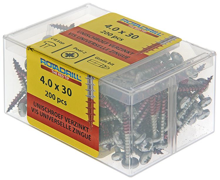 Rotadrill 1040031 - vite universale ckpzd vz 4.0x30mm (200) | 4 pezzi