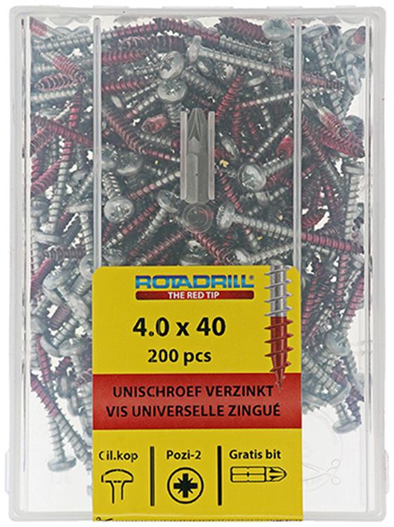 Rotadrill 1040032 - vite universale ckpzd vz 4.0x40mm (200) | 4 pezzi