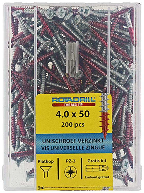 Rotadrill 1039977 - vite universale vkpzd vz 4.0x50mm (200) | 4 pezzi