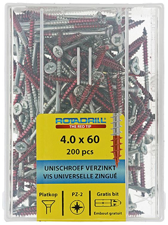 Rotadrill 1039978 - vite universale vkpzd vz 4.0x60mm (200) | 4 pezzi