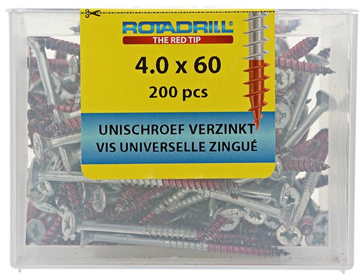 Rotadrill 1039978 - vite universale vkpzd vz 4.0x60mm (200) | 4 pezzi