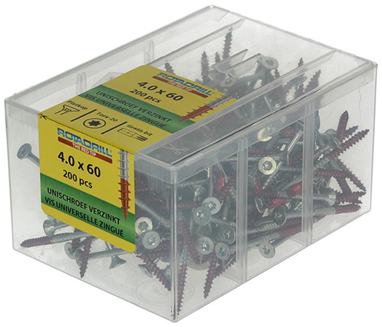 Rotadrill 1039996 - vite universale vktx vz 4.0x60mm (200) | 4 pezzi