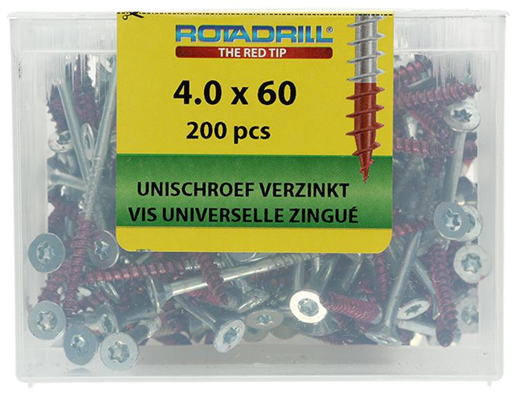 Rotadrill 1039996 - vite universale vktx vz 4.0x60mm (200) | 4 pezzi
