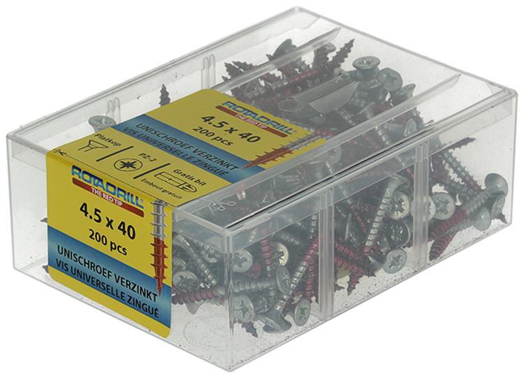 Rotadrill 1040023 - vite universale vkpzd vz 4,5x40mm (200) | 4 pezzi