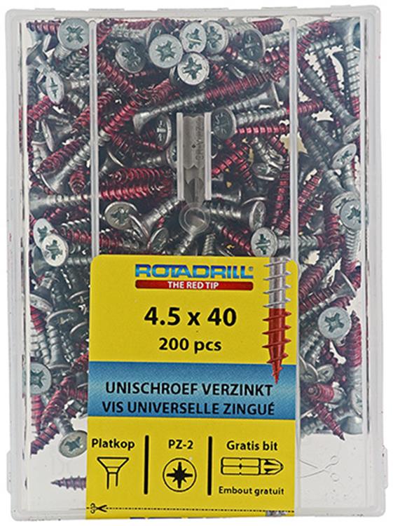 Rotadrill 1040023 - vite universale vkpzd vz 4,5x40mm (200) | 4 pezzi