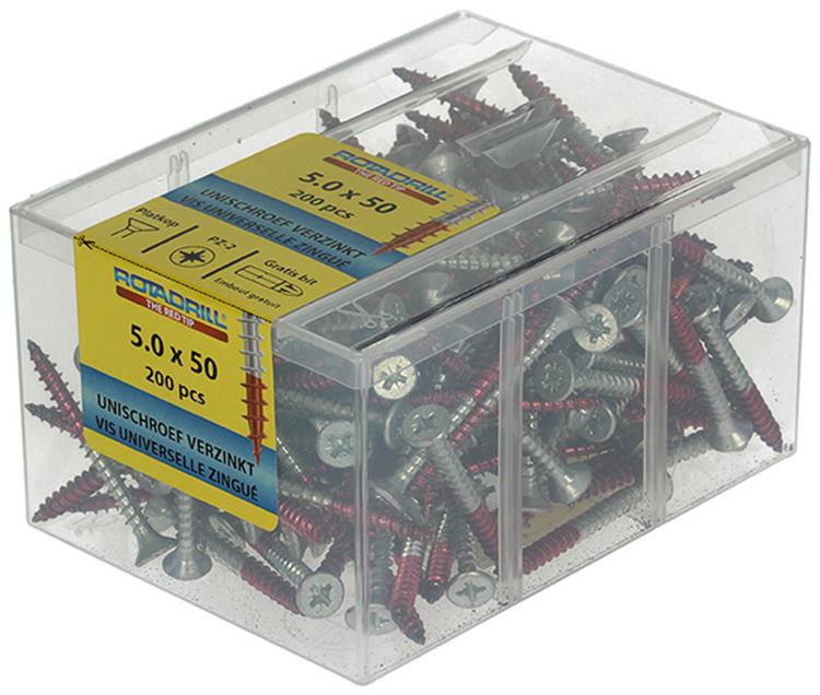 Rotadrill 1039980 - vite universale vkpzd vz 5.0x50mm (200) | 4 pezzi