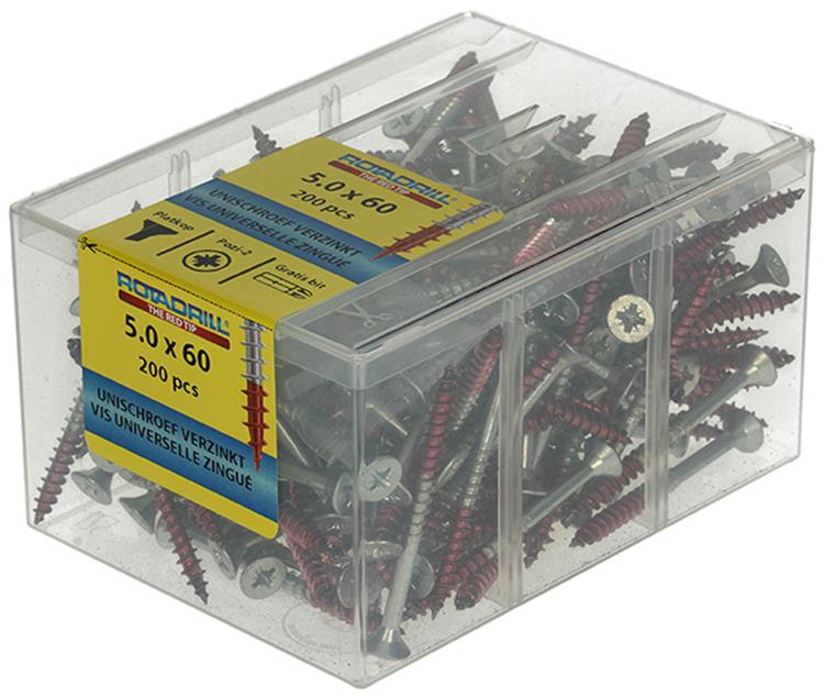 Rotadrill 1039981 - vite universale vkpzd vz 5.0x60mm (200) | 4 pezzi
