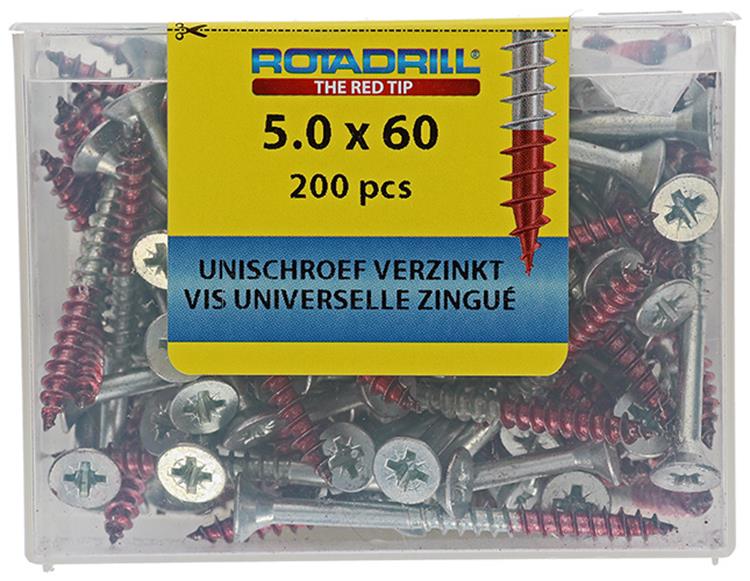 Rotadrill 1039981 - vite universale vkpzd vz 5.0x60mm (200) | 4 pezzi