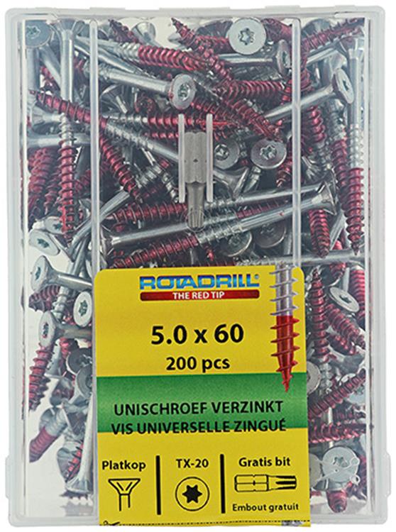 Rotadrill 1040000 - vite universale vktx vz 5.0x60mm (200) | 4 pezzi