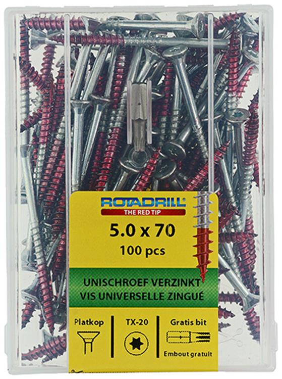 Rotadrill 1040001 - vite universale vktx vz 5.0x70mm (100) | 4 pezzi
