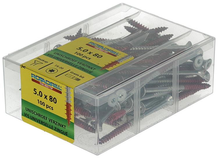 Rotadrill 1040002 - vite universale vktx vz 5.0x80mm (100) | 4 pezzi