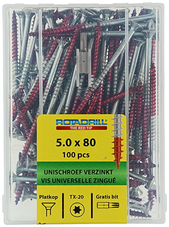 Rotadrill 1040002 - vite universale vktx vz 5.0x80mm (100) | 4 pezzi