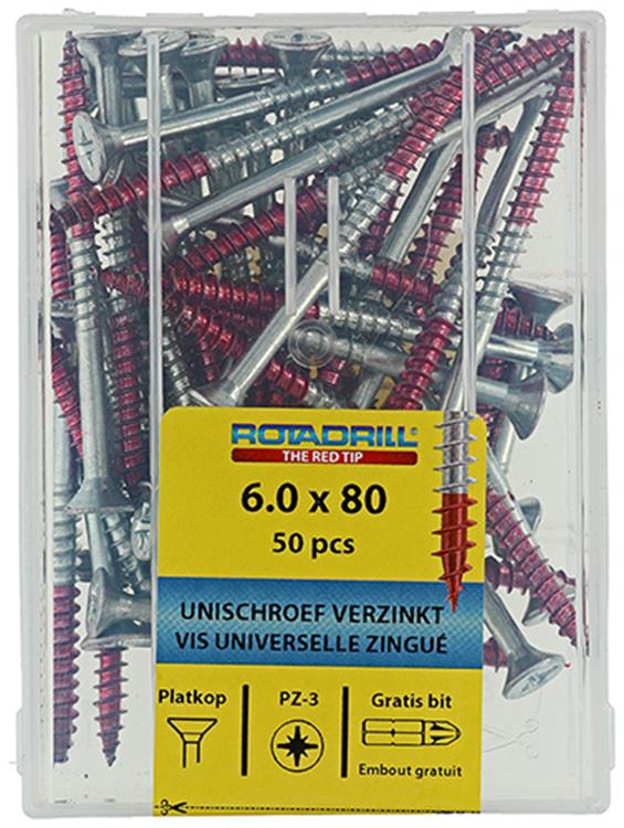 Rotadrill 1039986 - vite universale vkpzd vz 6.0x80mm (50) | 4 pezzi