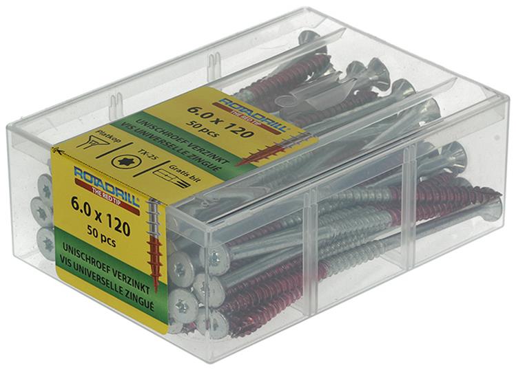 Rotadrill 1040005 - tornillo universal vktx vz 6.0x120mm (50) | 4 piezas