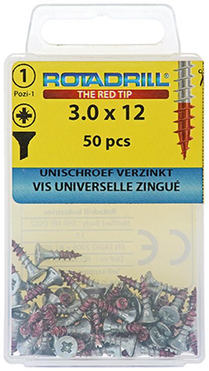 Rotadrill 1039768 - vite universale vk pzd vz 3,0x12mm (50) | 6 pezzi