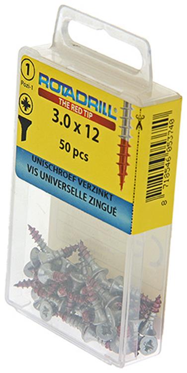 Rotadrill 1039768 - vite universale vk pzd vz 3,0x12mm (50) | 6 pezzi