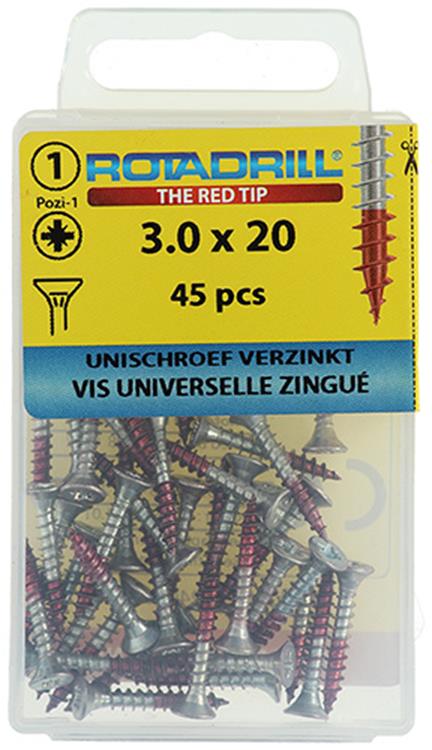 Rotadrill 1039769 - vite universale vk pzd vz 3.0x20mm (45) | 6 pezzi
