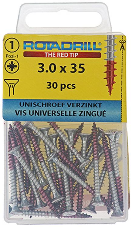 Rotadrill 1039771 - vite universale vk pzd vz 3,0x35mm (30) | 6 pezzi