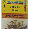 Rotadrill 1039886 - universeelschroef messing vk pzd 3,0x16mm (18) | 6 stuks