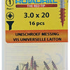Rotadrill 1039887 - universeelschroef messing vk pzd 3,0x20mm (16) | 6 stuks