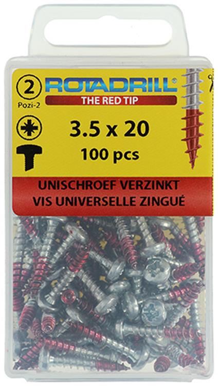 Rotadrill 1039827 - vite universale ck pzd vz 3,5x20mm (100) | 6 pezzi