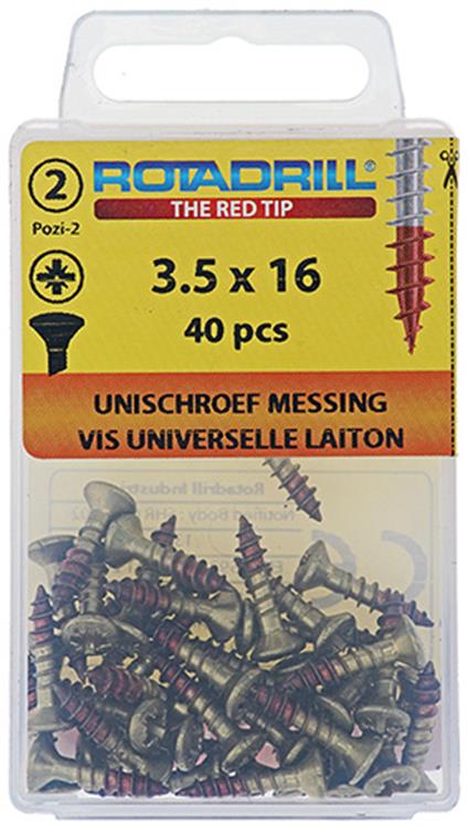 Rotadrill 1039880 - vite universale ottone lk pzd 3,5x16mm (40) | 6 pezzi