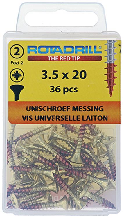 Rotadrill 1039881 - universeelschroef messing lk pzd 3,5x20mm (36) | 6 stuks