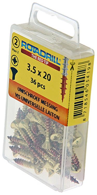 Rotadrill 1039881 - universeelschroef messing lk pzd 3,5x20mm (36) | 6 stuks