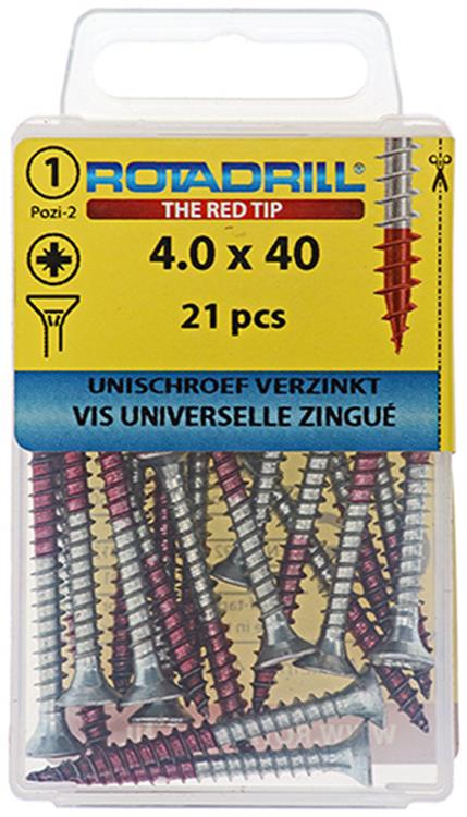 Rotadrill 1039779 - vite universale vk pzd vz 4.0x40mm (21) | 6 pezzi