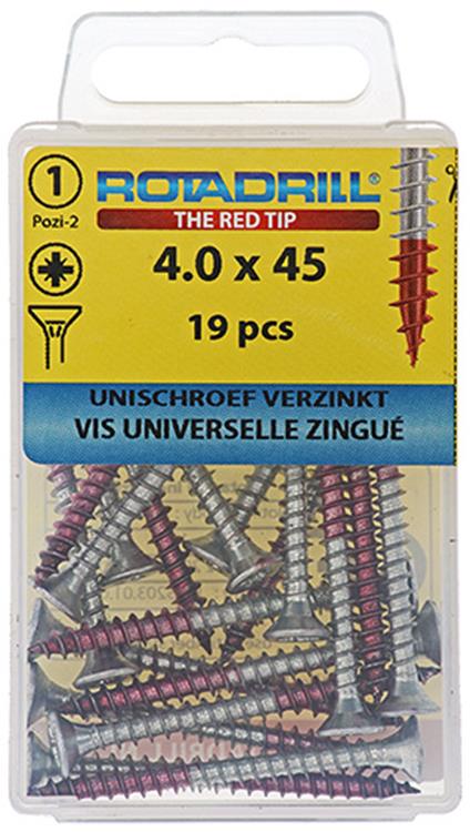 Rotadrill 1039780 - tornillo universal vk pzd vz 4.0x45mm (19) | 6 piezas