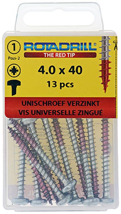 Rotadrill 1039846 - tornillo universal ck pzd vz 4.0x40mm (13) | 6 piezas