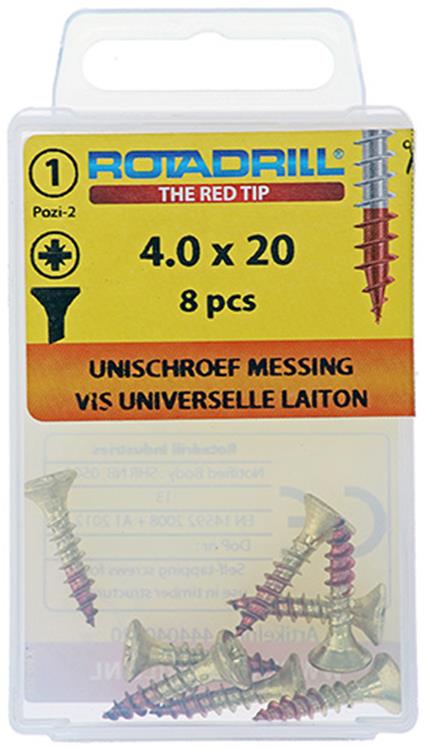 Rotadrill 1039888 - vite universale ottone vk pzd 4.0x20mm (8) | 6 pezzi