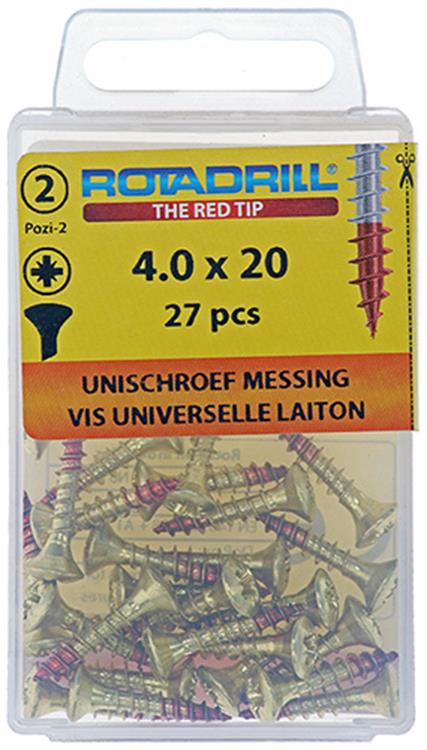 Rotadrill 1039882 - tornillo universal latón lk pzd 4.0x20mm (27) | 6 piezas