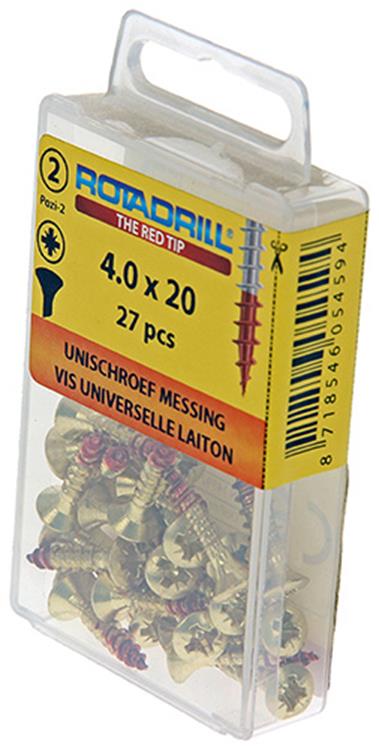 Rotadrill 1039882 - vite universale ottone lk pzd 4.0x20mm (27) | 6 pezzi