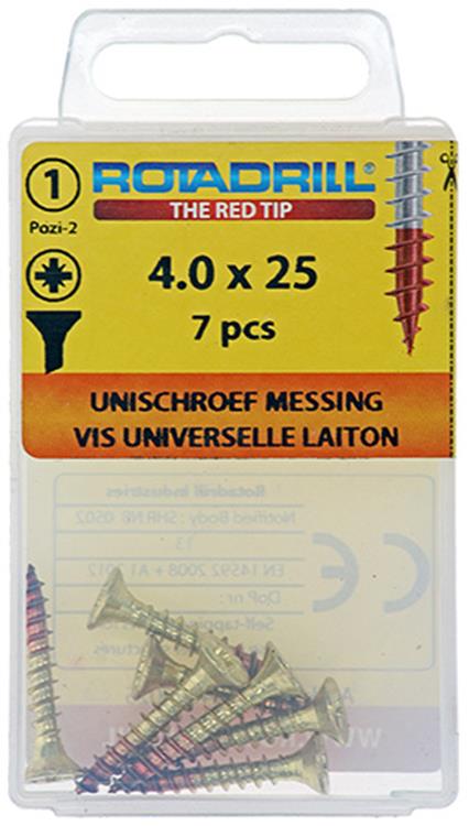 Rotadrill 1039889 - vite universale ottone vk pzd 4.0x25mm (7) | 6 pezzi