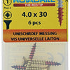 Rotadrill 1039890 - tornillo universal latón vk pzd 4.0x30mm (6) | 6 piezas