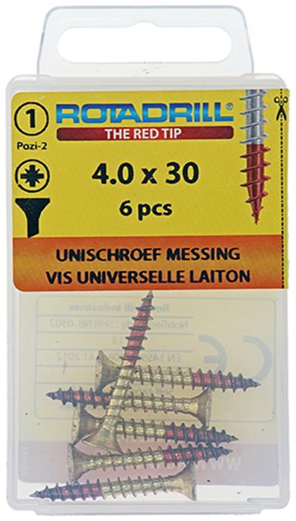 Rotadrill 1039890 - vite universale ottone vk pzd 4.0x30mm (6) | 6 pezzi