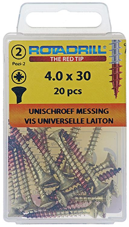 Rotadrill 1039884 - vite universale ottone lk pzd 4.0x30mm (20) | 6 pezzi