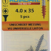 Rotadrill 1039891 - universeelschroef messing vk pzd 4,0x35mm (5) | 6 stuks