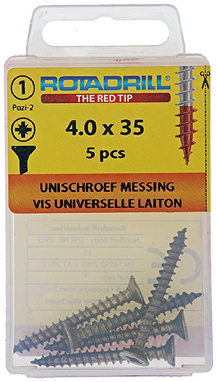 Rotadrill 1039891 - vite universale ottone vk pzd 4.0x35mm (5) | 6 pezzi