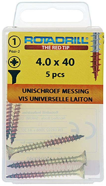Rotadrill 1039892 - vite universale ottone vk pzd 4.0x40mm (5) | 6 pezzi