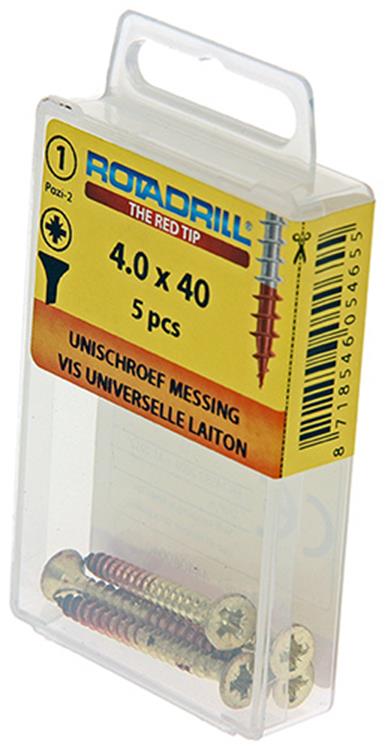 Rotadrill 1039892 - vite universale ottone vk pzd 4.0x40mm (5) | 6 pezzi